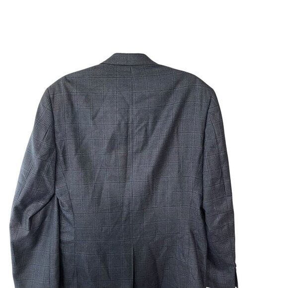 Lauren Ralph Lauren Mens Sport Coat Blazer Blue Gray Check Size 42L Silk Wool - Picture 9 of 10